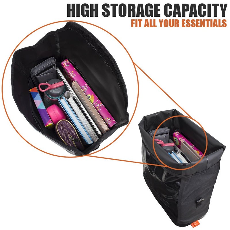 Ibera Bike Trunk Bag - PakRak Clip-On Quick-Release Waterproof Bicycle Commuter Bag (Black) - Image 4